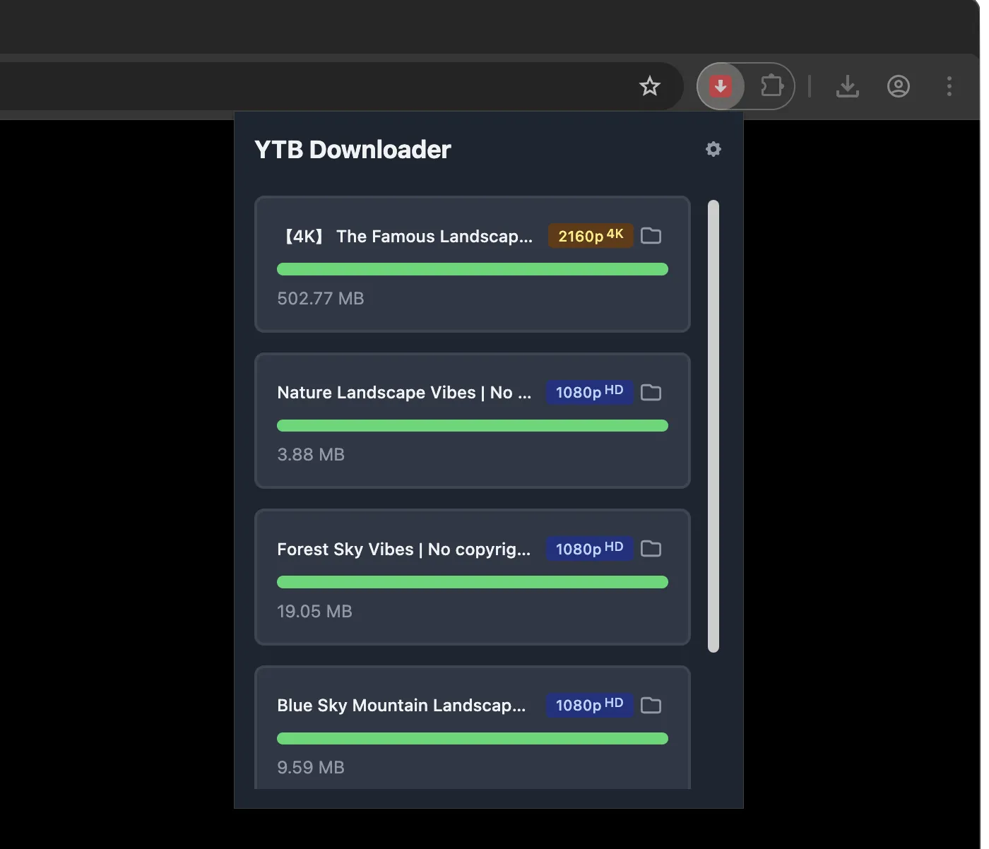 Popup downloads list